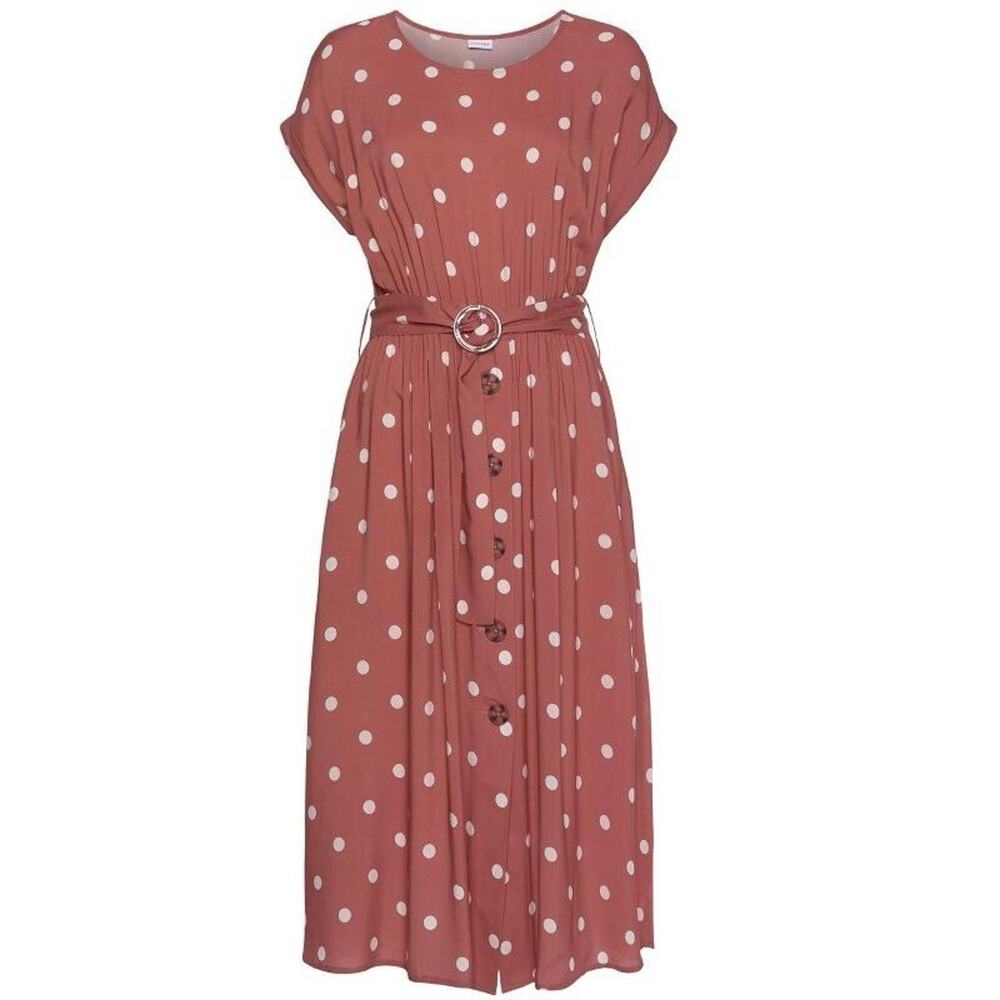 Belted Polka Dot  Midi  Dress Size -12